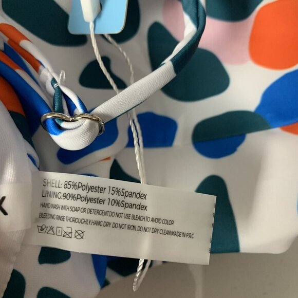 Colorful Abstract Print Bikini Top Adjustable Straps Swimwear XL NWT - Picture 5 of 5
